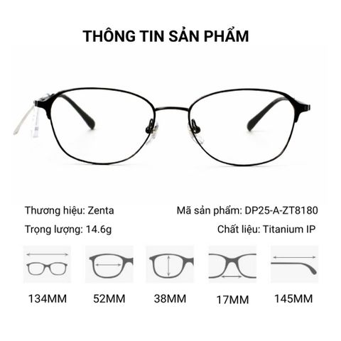  Zenta DP25-A-ZT8180 Gọng Kính Mắt Mèo Nửa Khung – Chính Hãng 