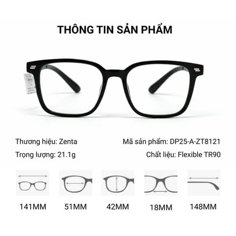  Gọng Kính Zenta DP25-A-ZT8121 - Chính Hãng 
