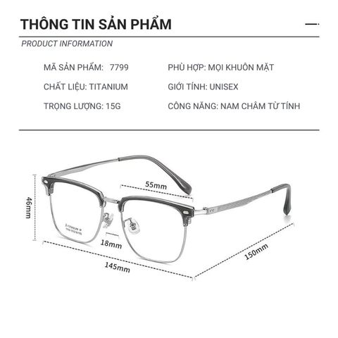  Kính Râm Cận Clip On Snap 7799 Bộ 2 Kẹp Kính 