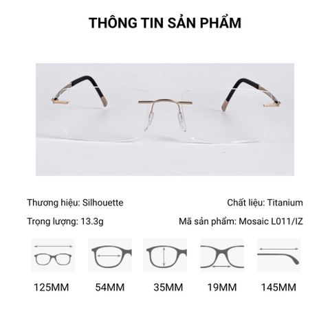  Silhouette Mosaic L011IZ Kính Không Gọng Mạ Vàng 23K – Tem Chính Hãng 101 