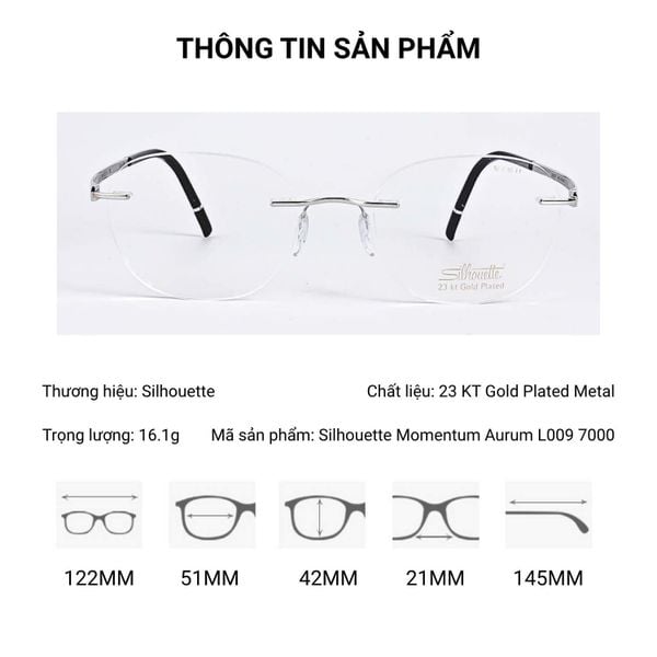 Kính Không Gọng Silhouette Momentum Aurum L009NJ