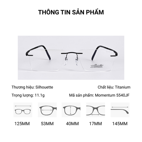  Silhouette Momentum 5540JF Kính Không Gọng - Tem Chính Hãng 101 