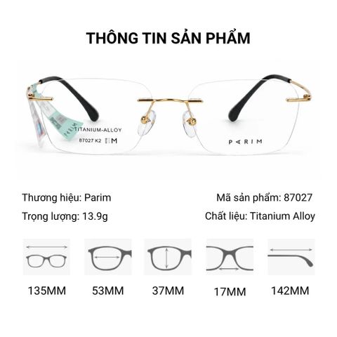  Kính Không Gọng Titanium Alloy Parim 87027 – Tem Chính Hãng 101 