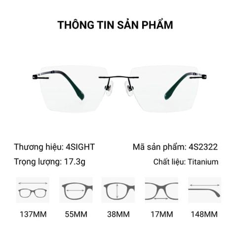  4SIGHT 4S2322 - Kính Không gọng Titanium 