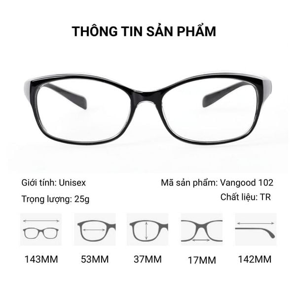 Kính Bảo Hộ Cận Viễn Loạn Chống Ánh Sáng Xanh, Chống Hơi Sương Vangood 102