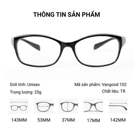  Kính Bảo Hộ Cận Viễn Loạn Chống Ánh Sáng Xanh, Chống Hơi Sương Vangood 102 