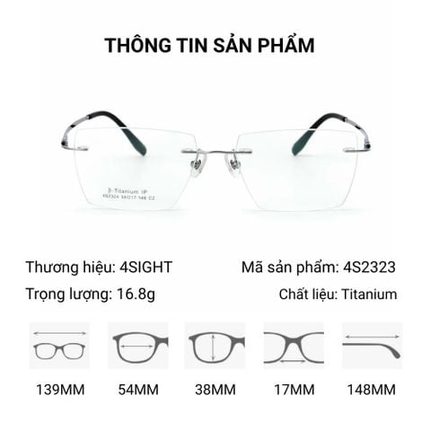  4SIGHT 4S2323 - Kính Không Gọng Titanium 
