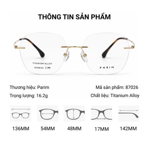  Kính Không Gọng Titanium Alloy Parim 87026 – Tem Chính Hãng 101 