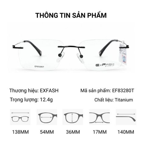  Gọng Kính Khoan Không Viền Titanium Exfash EF83280T 