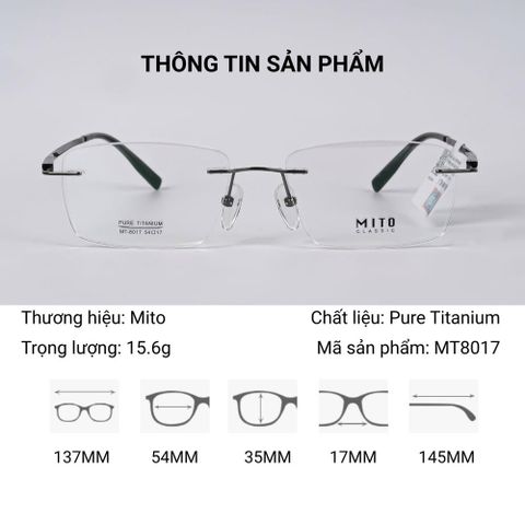  Kính Không Gọng Chữ Nhật Mito MT8017 – Tem Chính Hãng 101 