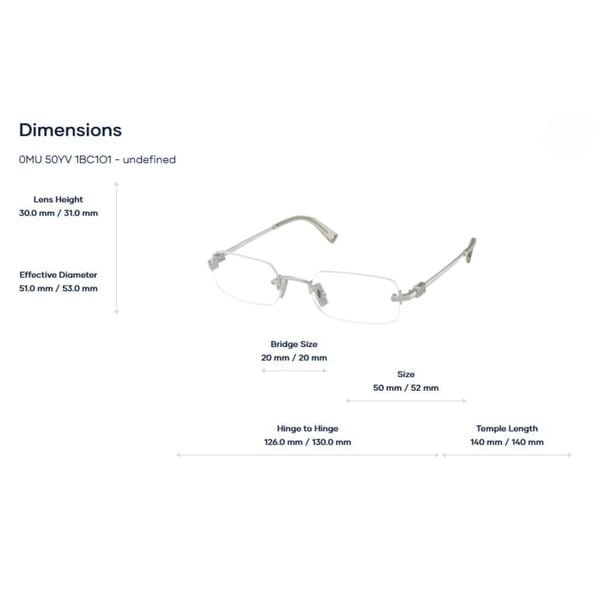 Miu Miu 0MU 50YV Kính Không Gọng - Tem Chính Hãng Luxottica