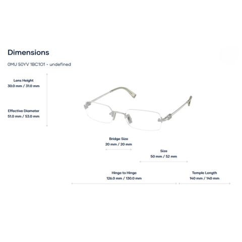  Miu Miu 0MU 50YV Kính Không Gọng - Tem Chính Hãng Luxottica 