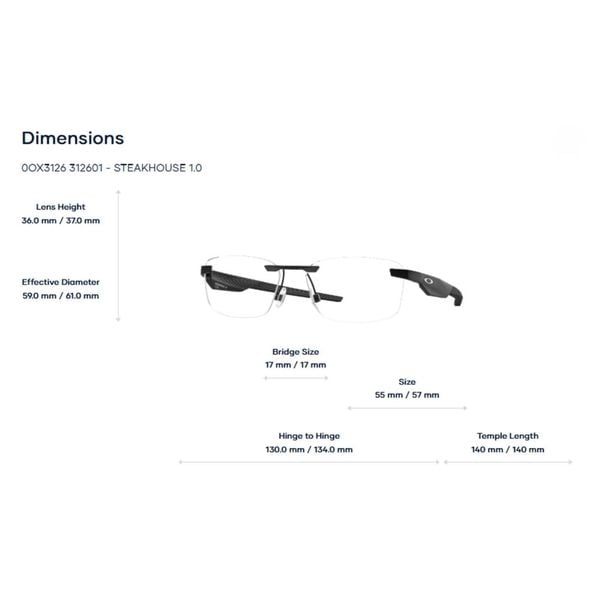 Oakley Steakhouse 1.0 0OX3126 Kính Không Gọng - Tem Chính Hãng Luxottica