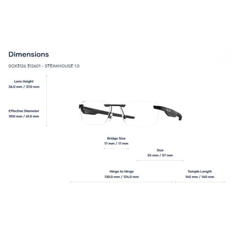  Oakley Steakhouse 1.0 0OX3126 Kính Không Gọng - Tem Chính Hãng Luxottica 