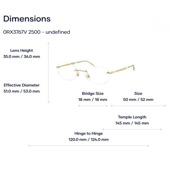 RayBan 0RX3767V Kính Không Gọng Oval – Tem Chính Hãng Luxottica