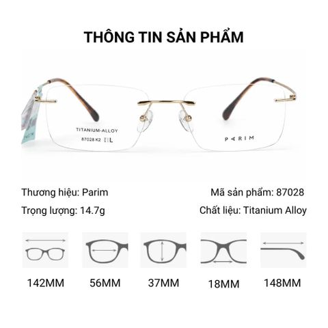  Parim 87028 Kính Không Gọng Titanium Alloy – Tem Chính Hãng 101 