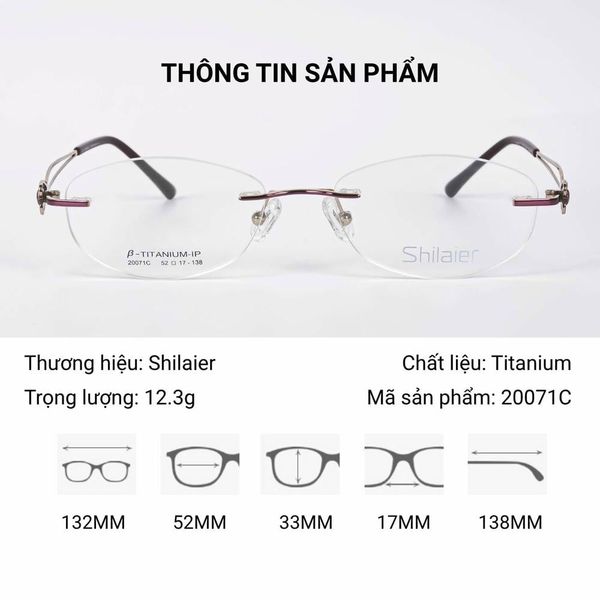 Kính Không Gọng Titanium Shilaier 20071C – Chính Hãng