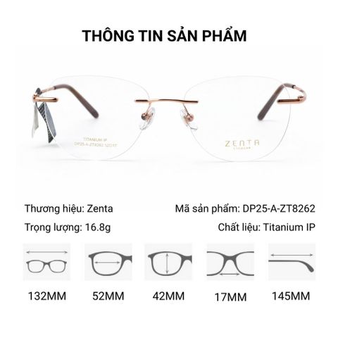  Zenta DP25-A-ZT8262 Kính Không Gọng Titanium – Chính Hãng 