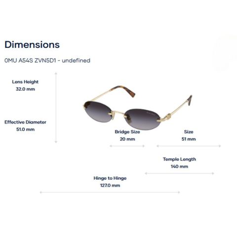  Miu Miu 0MU A54S Kính Mát Oval Không Gọng – Tem Chính Hãng Luxottica 