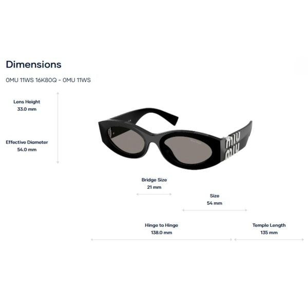 Kính mát nữ Miu Miu 0MU 11WS – Tem Chính Hãng Luxottica