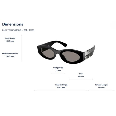  Kính mát nữ Miu Miu 0MU 11WS – Tem Chính Hãng Luxottica 