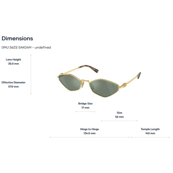 Miu Miu 0MU 56ZS Kính Mát Đa Giác - Tem Chính Hãng Luxottica