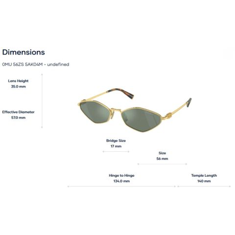  Miu Miu 0MU 56ZS Kính Mát Đa Giác - Tem Chính Hãng Luxottica 