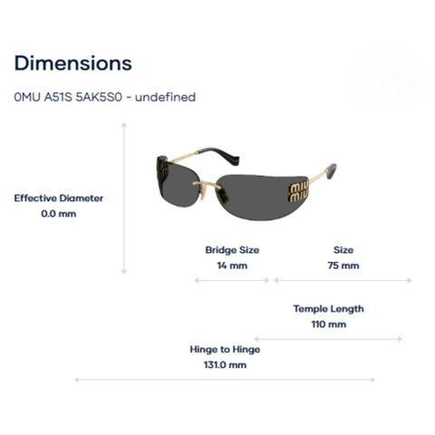  Miu Miu 0MU A51S Kính Mát Không Gọng – Tem Chính Hãng Luxottica 