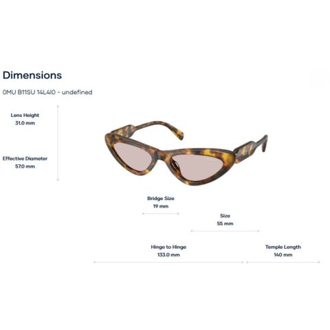  Miu Miu 0MU B11SU Kính Mát Mắt Mèo - Tem Chính Hãng Luxottica 