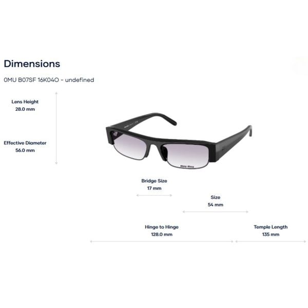 Miu Miu 0MU B07SF Kính Mát Nửa Khung Chữ Nhật – Tem Chính Hãng Luxottica