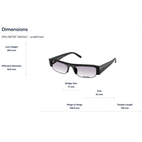  Miu Miu 0MU B07SF Kính Mát Nửa Khung Chữ Nhật – Tem Chính Hãng Luxottica 