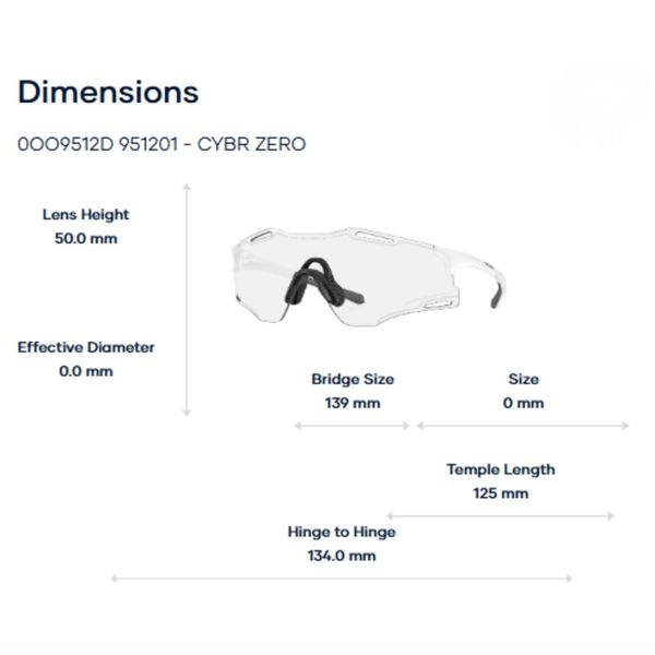 Kính Mát Thể Thao không Gọng Oakley Cybr Zero 0OO9512D - Tem Chính Hãng Luxottica