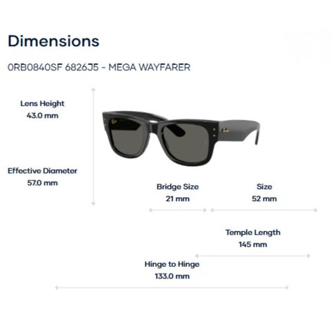  Kính Mát RayBan Mega Wayfarer 0RB0840SF – Tem Chính Hãng Luxottica 