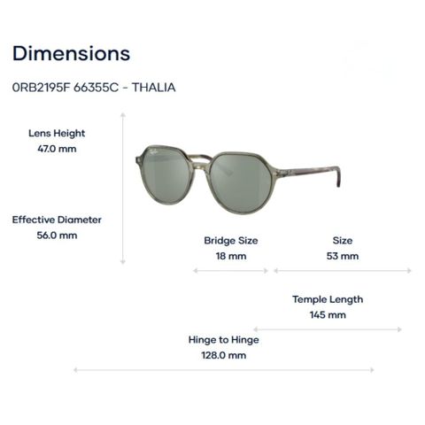  Kính Mát Ray-Ban Thalia 0RB2195F – Tem Chính Hãng Luxottica 
