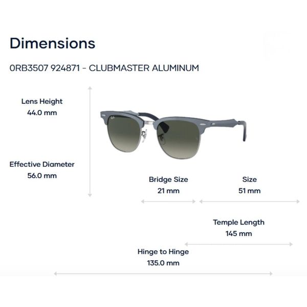 Kính Mát Ray-Ban Clubmaster Aluminum 0RB3507 – Tem Chính Hãng Luxottica