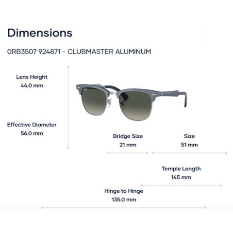  Kính Mát Ray-Ban Clubmaster Aluminum 0RB3507 – Tem Chính Hãng Luxottica 