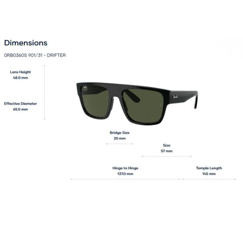  RayBan Drifter 0RB0360S Kính Mát Vuông – Tem Chính Hãng Luxottica 