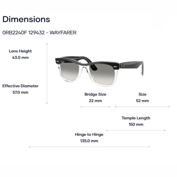 Kính Mát RayBan Wayfarer 0RB2240F – Tem Chính Hãng Luxottica