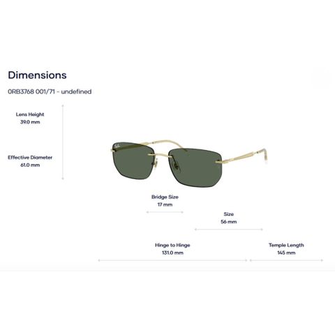  Kính Mát Không Gọng RayBan 0RB3768 - Tem Chính Hãng Luxottica 