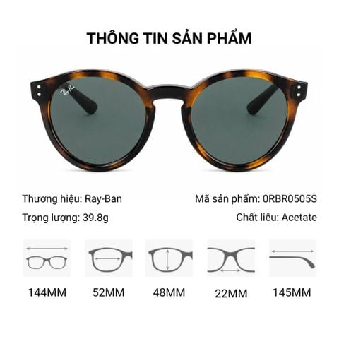 RayBan Oval 0RBR0505S Kính Mát - Tem Chính Hãng Luxottica 