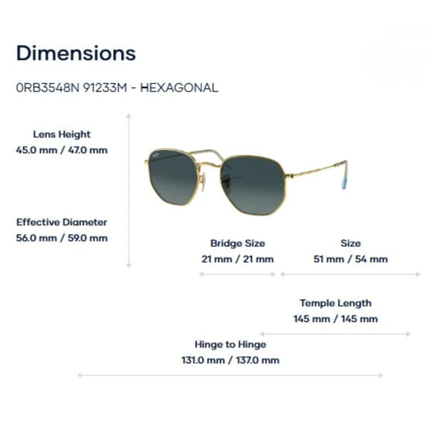 Kính Mát RayBan Hexagonal 0RB3548N – Tem Chính Hãng Luxottica