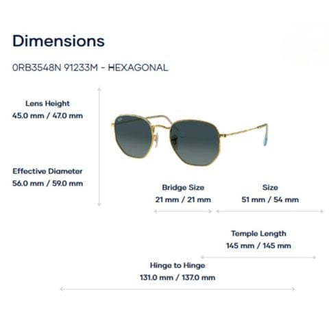  Kính Mát RayBan Hexagonal 0RB3548N – Tem Chính Hãng Luxottica 