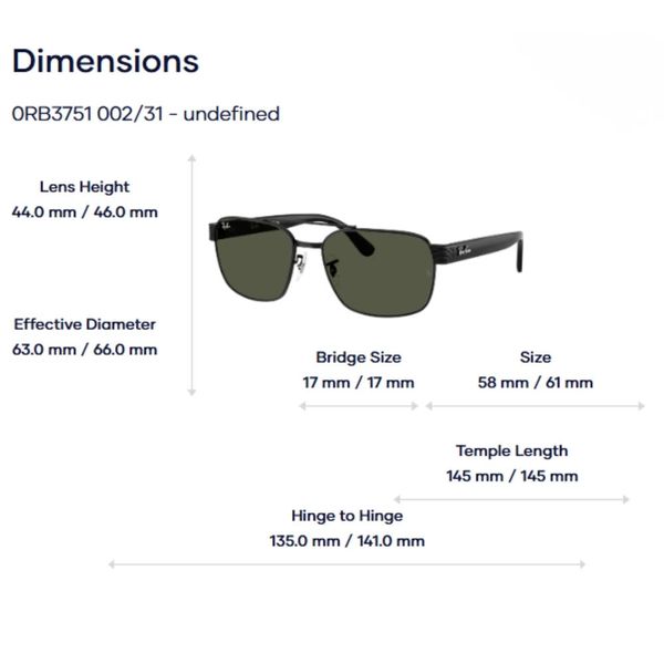 Kính Mát Vuông RayBan 0RB3751- Tem Chính hãng Luxottica