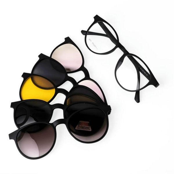 Kính Râm Cận Clip On Snap 12120 TR90 Phân Cực Polarized 2 Trong 1 Bộ 5 Kẹp Cao Cấp