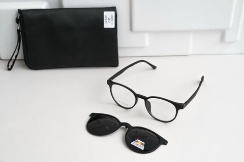  Kính Râm Cận Clip On Snap 12120 TR90 Phân Cực Polarized 2 Trong 1 Bộ 5 Kẹp Cao Cấp 