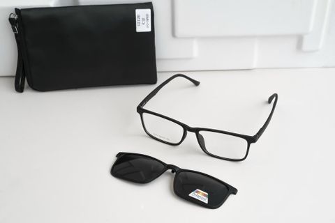  Kính Râm Cận Clip On Snap 12174 TR90 Phân Cực Polarized 2 Trong 1 Bộ 5 Kẹp Cao Cấp 