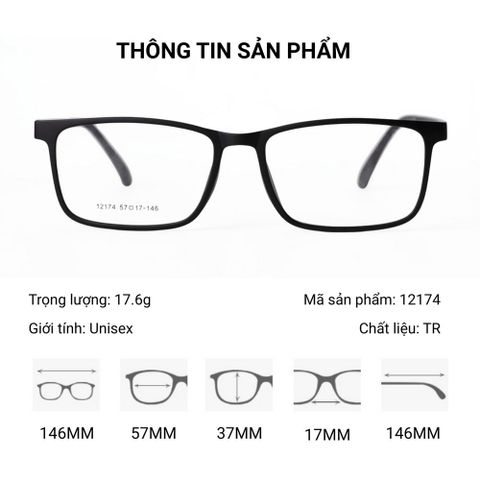  Kính Râm Cận Clip On Snap 12174 TR90 Phân Cực Polarized 2 Trong 1 Bộ 5 Kẹp Cao Cấp 