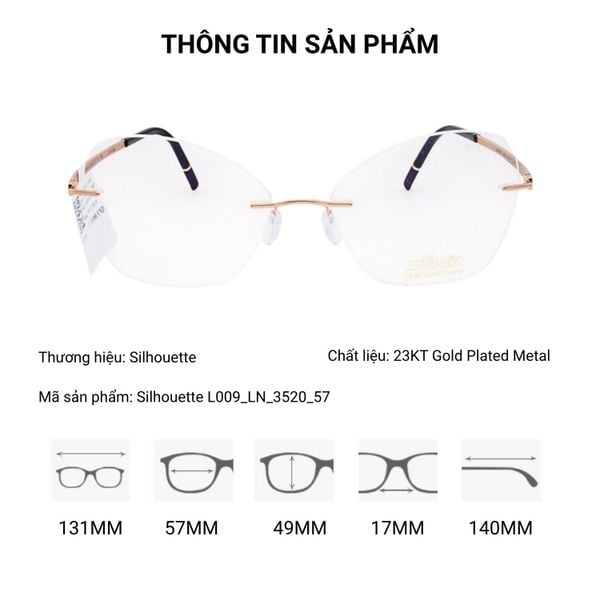 Silhouette Momentum Aurum L009LN Kính Không Gọng Mạ Vàng 23KT