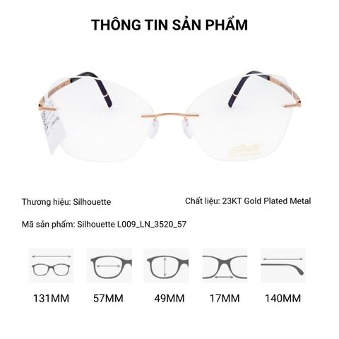  Silhouette L019AL Mạ Vàng 23KT Kính Không Gọng GP - Tem Chính Hãng 101 