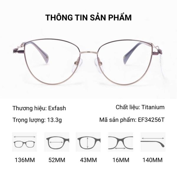 Exfash EF34256T Cat Eye Gọng Kính Titanium Nhật - Chính Hãng 101